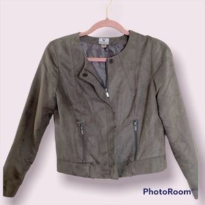 Worthington Gray Suede Fitted Jacket